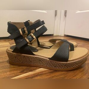 Black strappy platform sandals